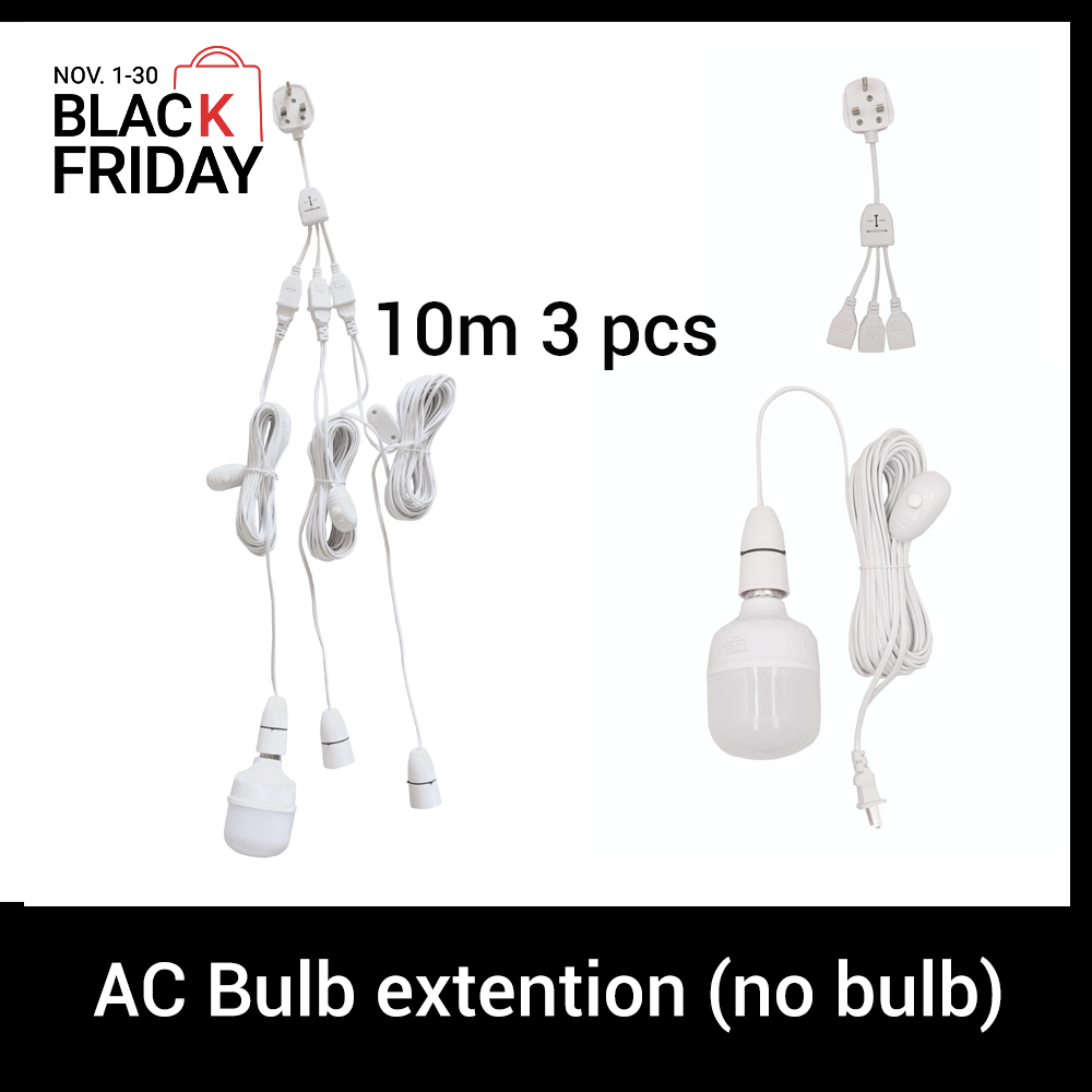 Hithium 10 meters 3 extention solar bulb socket  Screw Socket LED Halogen Light Bulb Lamp Holder Converter Adapter