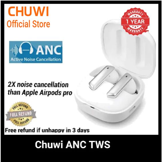 Chuwi ANC True Noise Cancellation earphone 3 ANC Modes press and switch TWS Earphone noise cancelling headphone earphone Bluetooth Earpods super long battery  Sports Hanging Ear