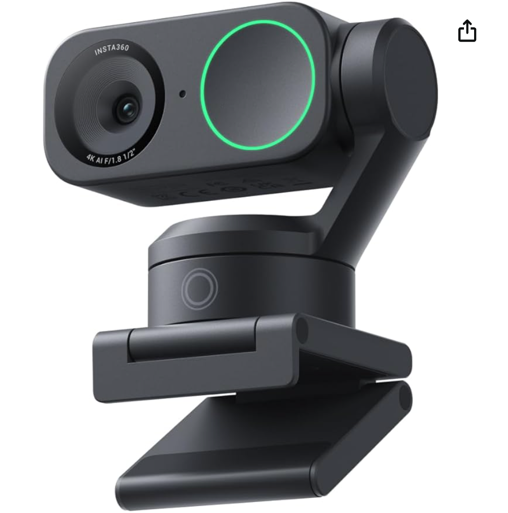 Insta360 Link 2 - PTZ 4K Webcam for PC/Mac, 1/2" Sensor, AI Tracking, HDR, AI Noise-Canceling Mic, Gesture Control for Streaming, Video Calls, Gaming, Works with Zoom, Twitch Insta 360 sony chuwi