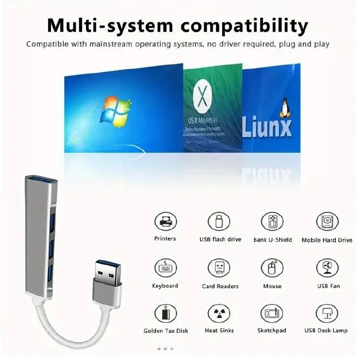 Chuwi USB3.0 extender USB expansion dock Multifunctional expansion hub computer USB disk conversion interface extension notebook splitter one to four