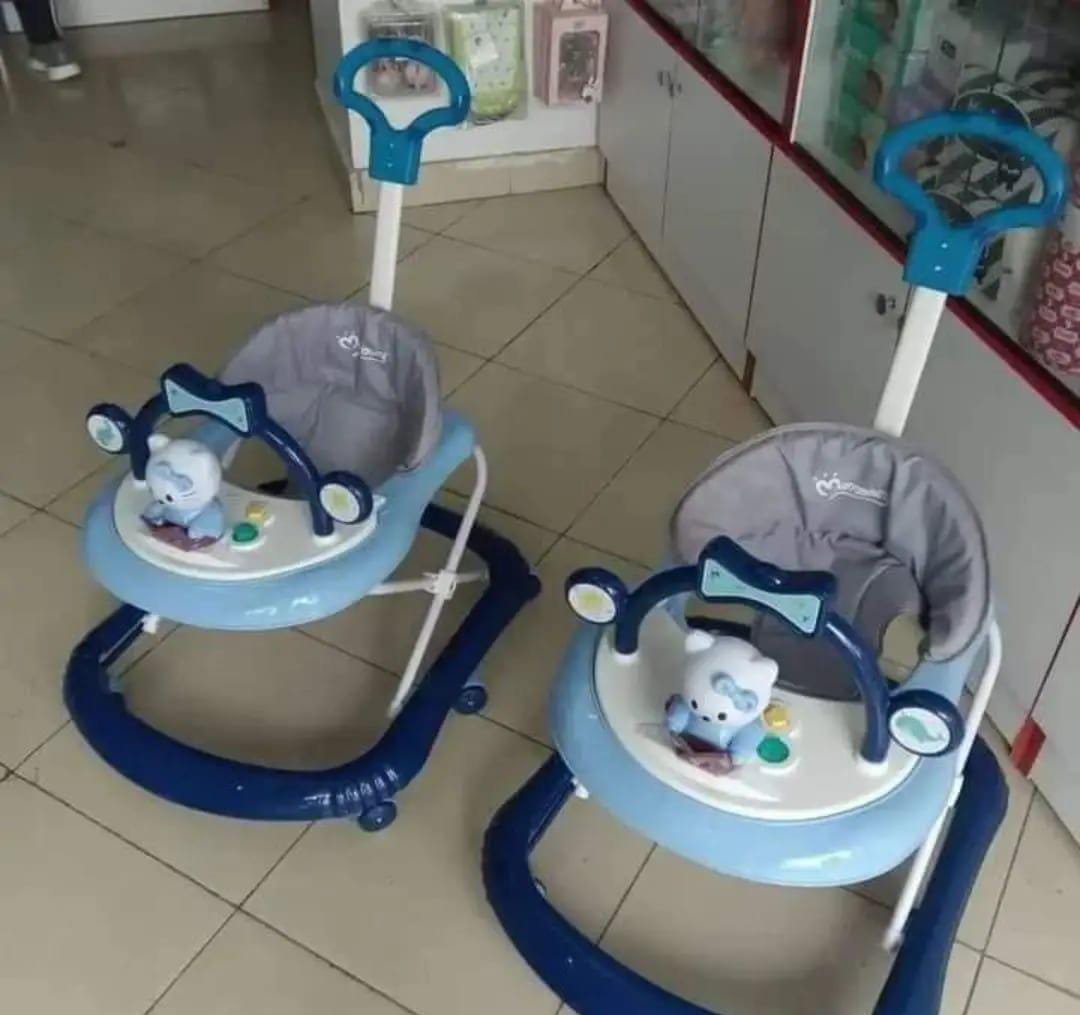 Mom Easy Unique Baby Walker With Melodies, Toys And Push Handle | Battery operated, removable toy tray (batteries not included)