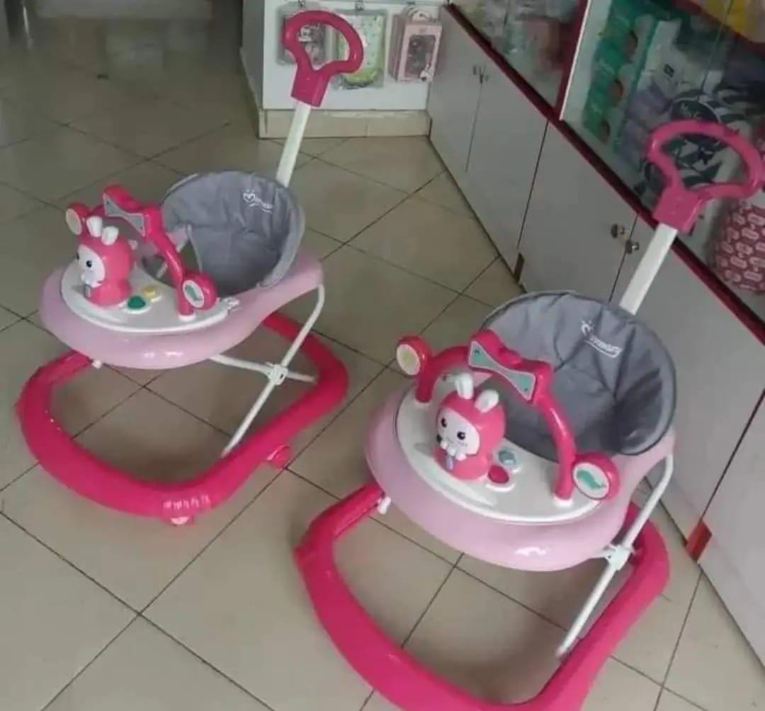 Mom Easy Unique Baby Walker With Melodies, Toys And Push Handle | Battery operated, removable toy tray (batteries not included)