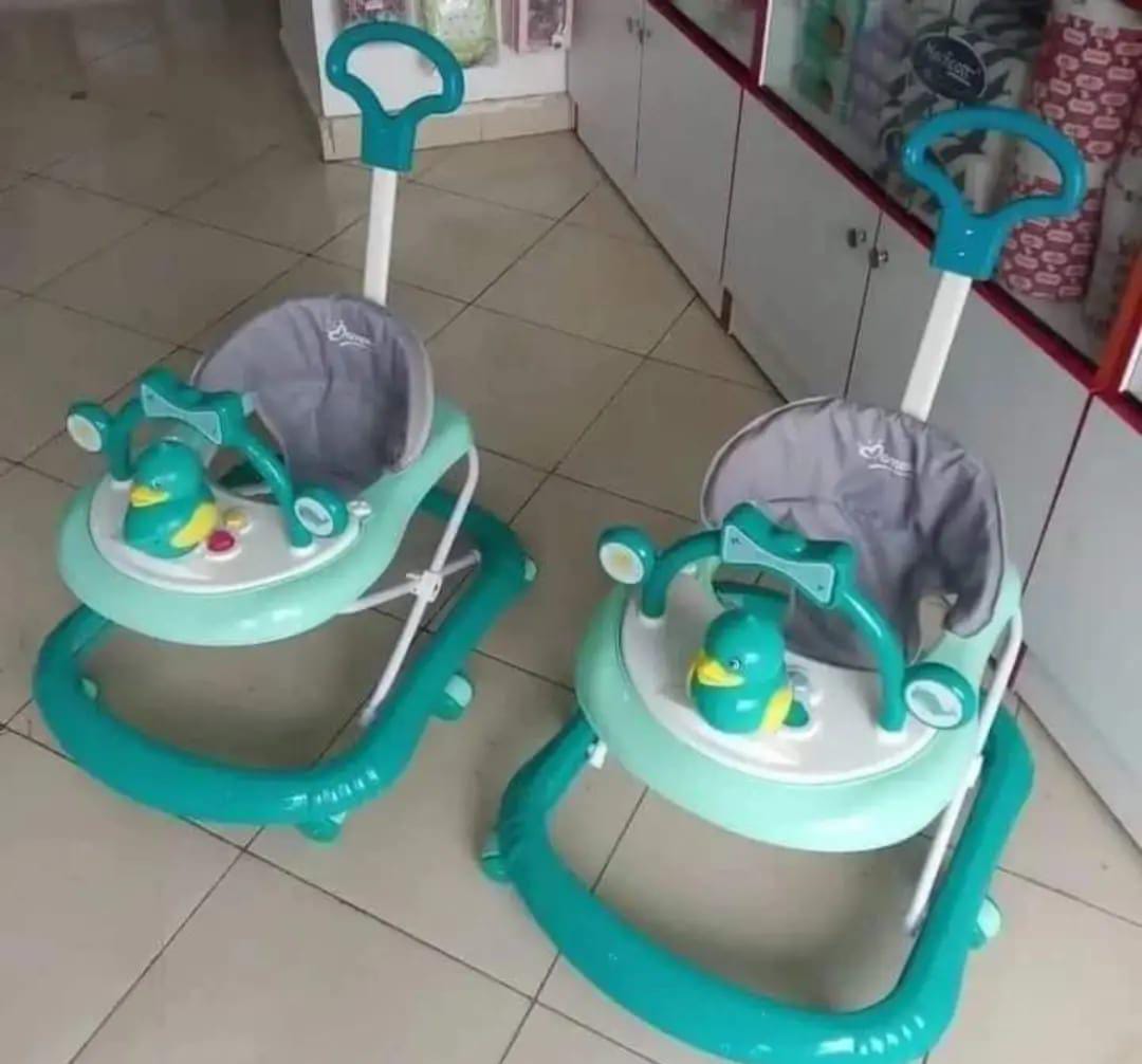Mom Easy Unique Baby Walker With Melodies, Toys And Push Handle | Battery operated, removable toy tray (batteries not included)