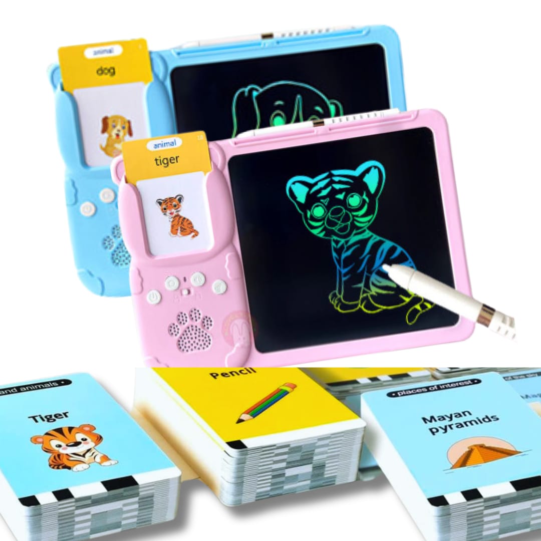 Kids card reader with an LCD tablet,Toddler Toys Drawing Tablet with Talking Flash Card, Drop Resistant LCD Writing Tablet,510 Sight Words Pocket Speech Audible Flashcards, Learning & Education Toys