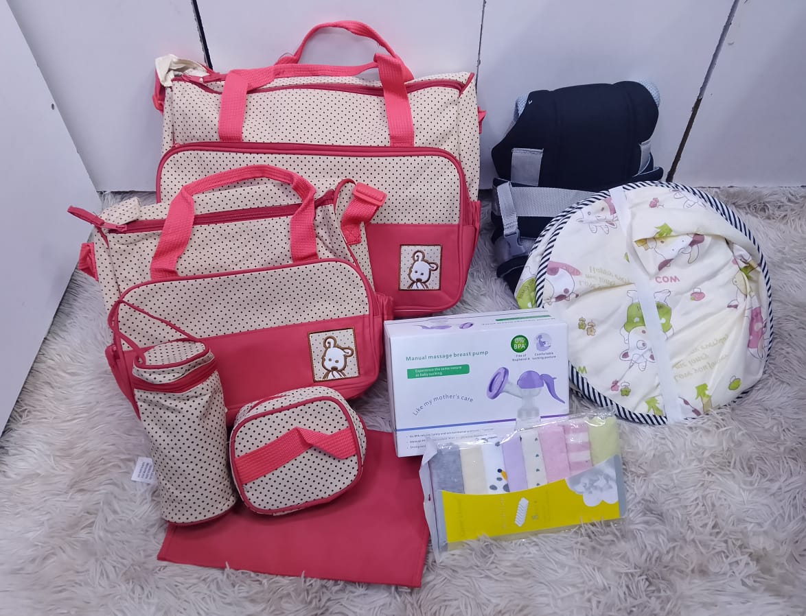 Newborn package;5 in 1 diaper bag,baby carrier,babynest,washcloth,manual breastpump,baby warmer,flannels