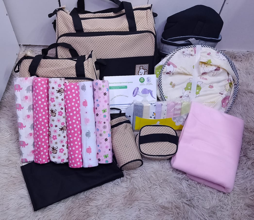 Newborn package;5 in 1 diaper bag,baby carrier,babynest,washcloth,manual breastpump,baby warmer,flannels