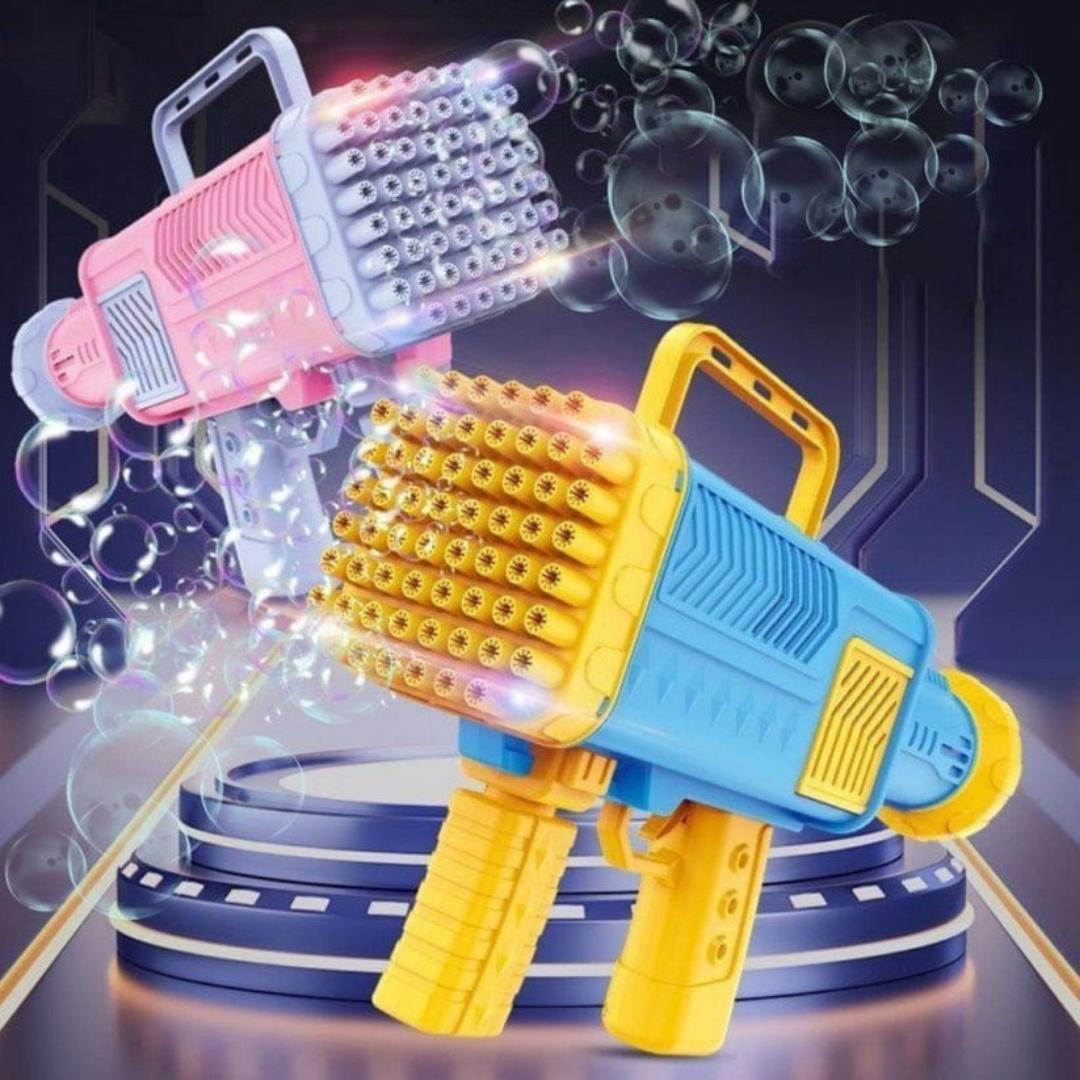Rechargeable Bubble Gun - 60 Holes with Lights Bubble machine is very suitable for indoor and outdoor activities, can also be used as party, birthday or anniversary gift