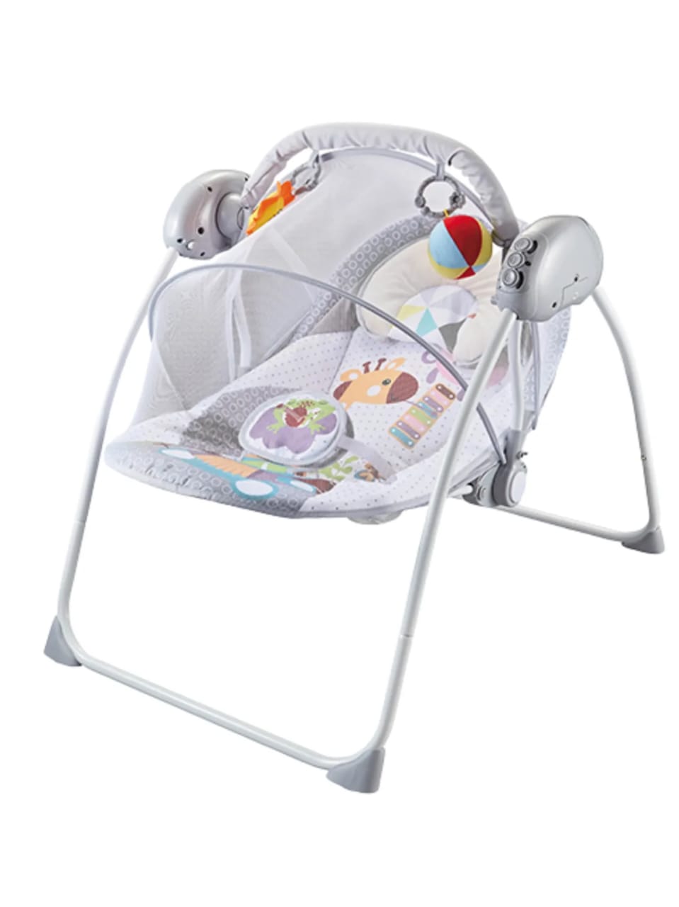 Electric Baby Swing with Multi-Functional Remote Control & Removable Baby Toys | Portable & Foldable Swing for Kids with 3 Point Safety Belt