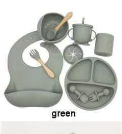 Baby Weaning Silicone Feeding Set - Made of BPA free, 100% food grade material safe in microwave and refrigerator