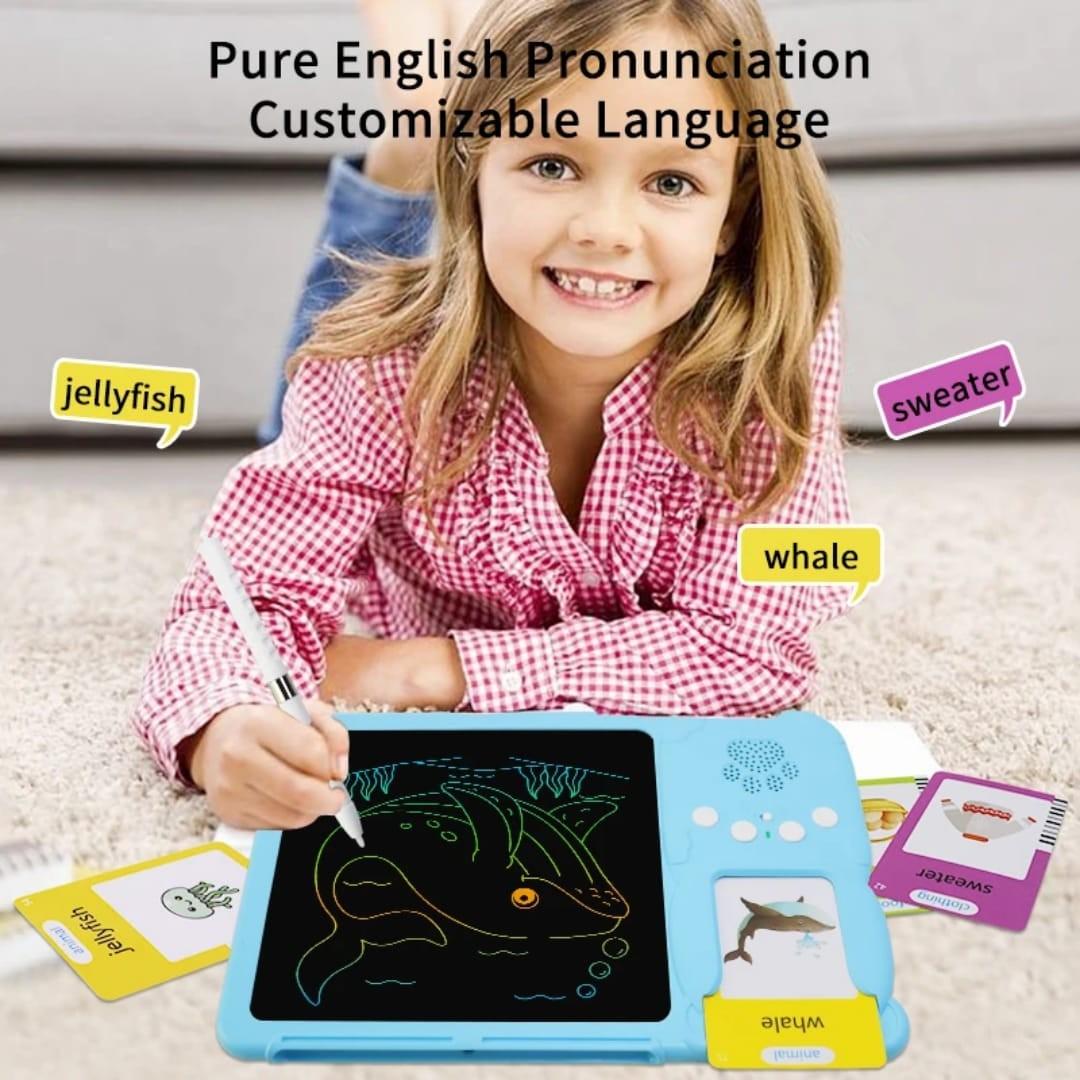 Kids card reader with an LCD tablet,Toddler Toys Drawing Tablet with Talking Flash Card, Drop Resistant LCD Writing Tablet,Sight Words Pocket Speech Audible Flashcards, Learning & Education Toys