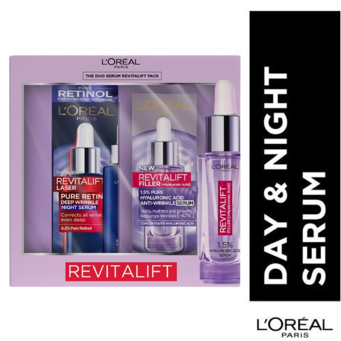 【New Year Sale】L'Oreal Paris Revitalift Filler Day & Night Anti-Wrinkle Serum Kit Set;Day & Night