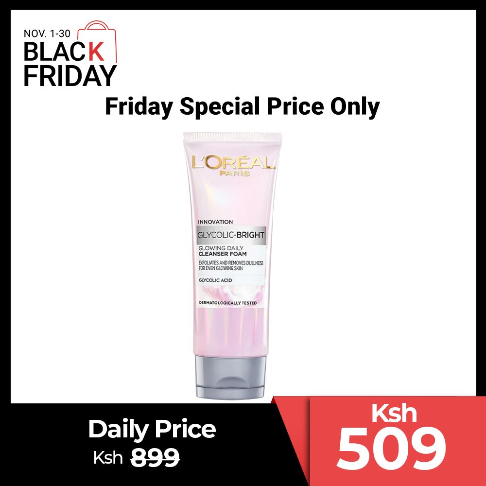 【Black Friday Price Only】L'Oreal Paris GLYCOLIC BRIGHT FACE CLEANSER FOAM 100ML 100ML