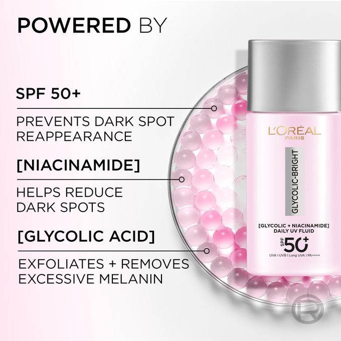 L'Oréal Glycolic Bright Anti-Dark Spot Daily UV Fluid SPF 50+ 50ml
