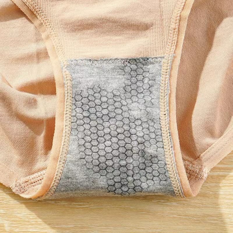 3*PC Warm belly 3.0 honeycomb waist compression pants, moisture wicking and breathable graphene physiological women's underwear, inner blocking and hip lifting box Style_1 one size fits all
