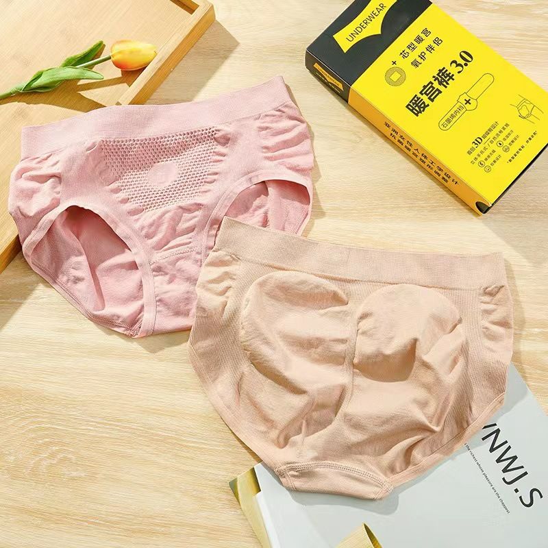 3*PC Warm belly 3.0 honeycomb waist compression pants, moisture wicking and breathable graphene physiological women's underwear, inner blocking and hip lifting box Style_1 one size fits all