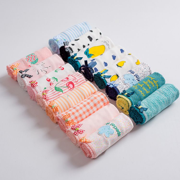 3*PC Boxed Pineapple Series Girls' Underwear Pure Cotton Girls' Printed Triangle Pants Bow Cute Series Underwear Women Style_1 M (2 feet to 2 feet)