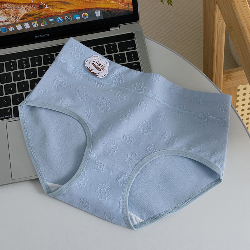 3*PC A-class baby cotton women's pure cotton underwear women's mid waist jacquard full cotton 5A grade antibacterial crotch comfortable girls' triangle pants white one size fits all