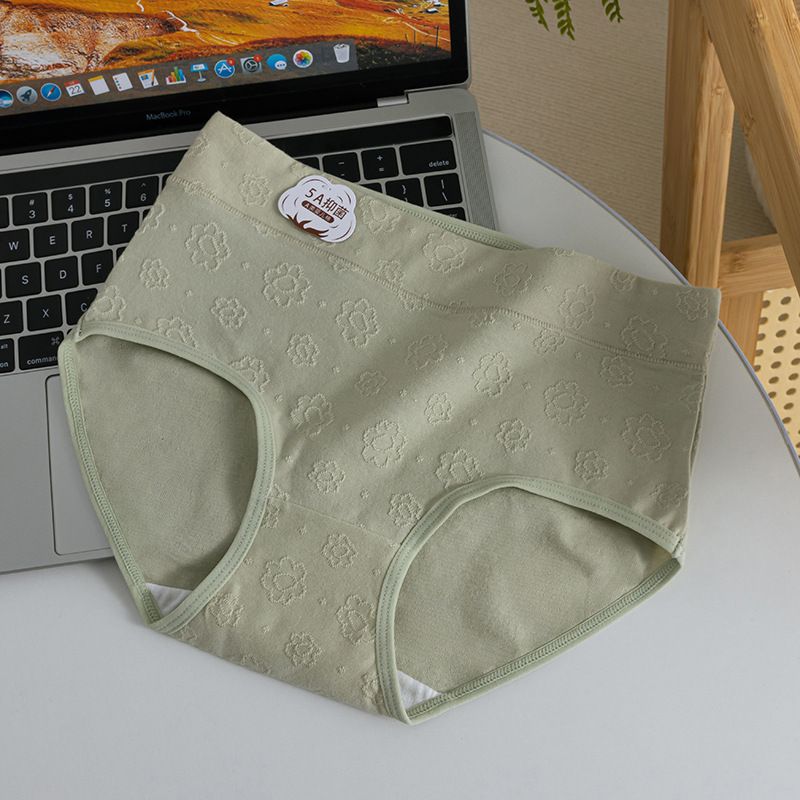 3*PC A-class baby cotton women's pure cotton underwear women's mid waist jacquard full cotton 5A grade antibacterial crotch comfortable girls' triangle pants white one size fits all