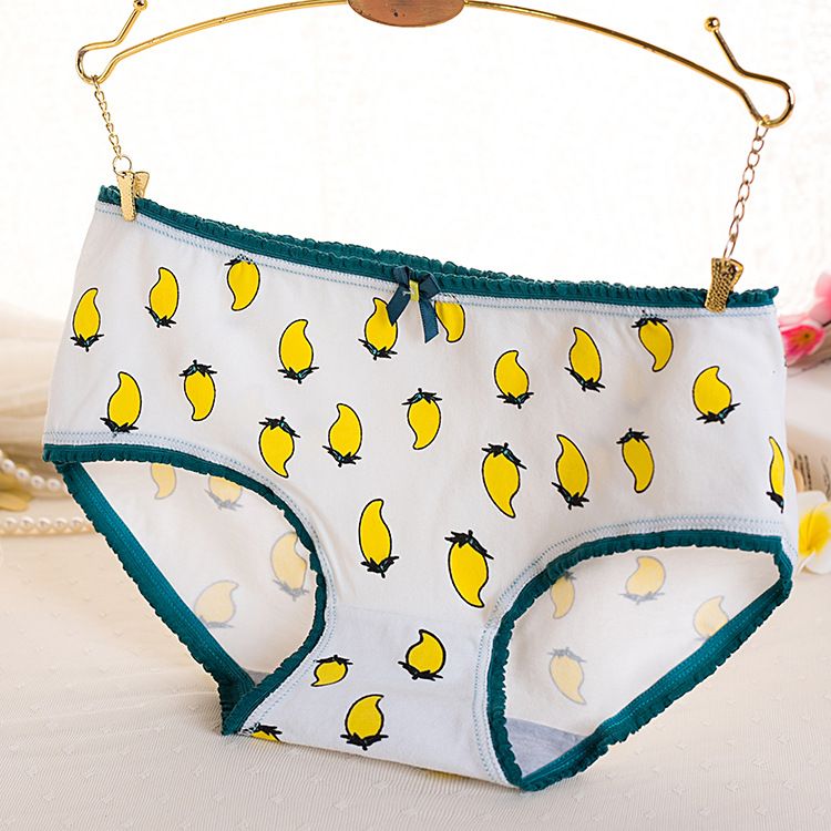 3*PC 811 Mango Series Girls' Underwear Pure Cotton Girls' Printed Triangle Pants Bow Cute Series Underwear Women Style_1 M (2 feet to 2 feet)