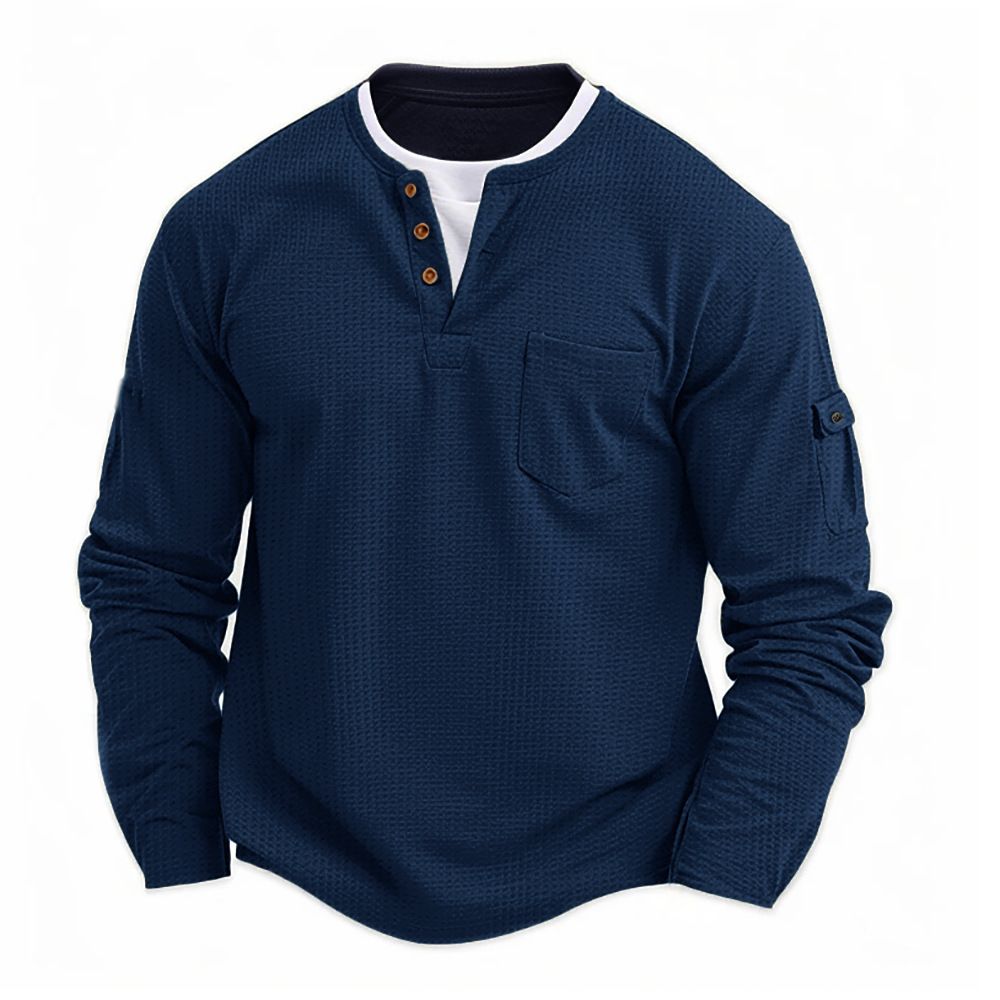 Cross border men's T-shirt, two pieces, double-layer V-neck, autumn and winter style, fashionable splicing, plus size base shirt, long sleeved T-shirt for men military green S