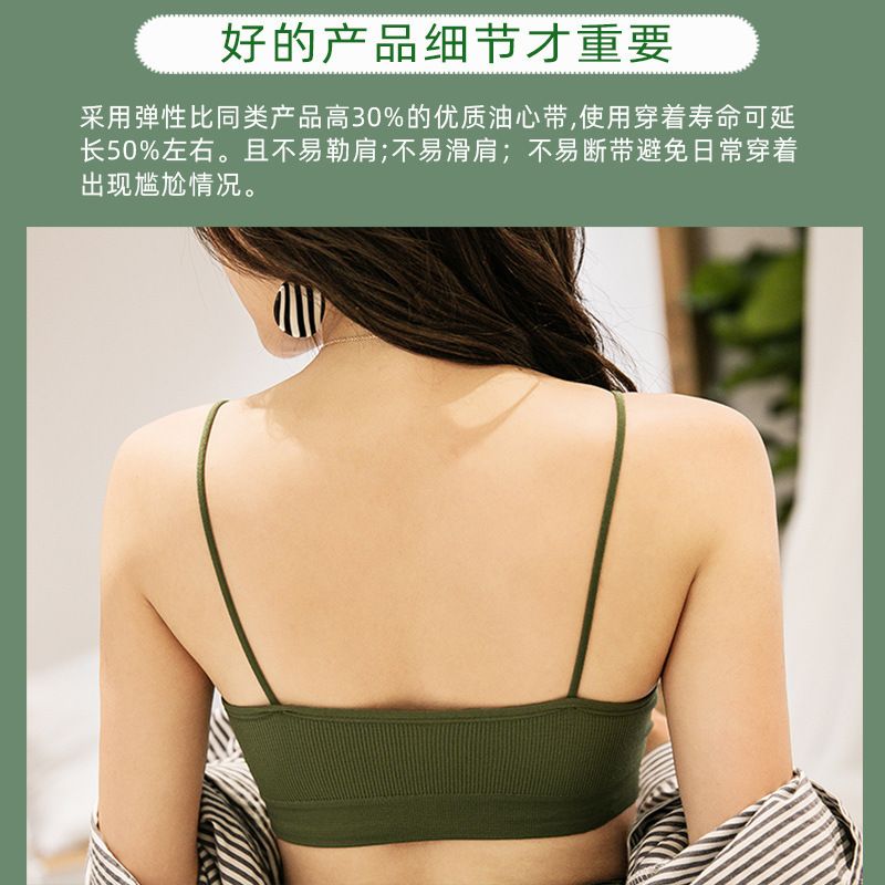 Cross border ribbed foreign trade chest wrapped girl student vest without steel ring bra sports bra beautiful back suspender for women black one size fits all