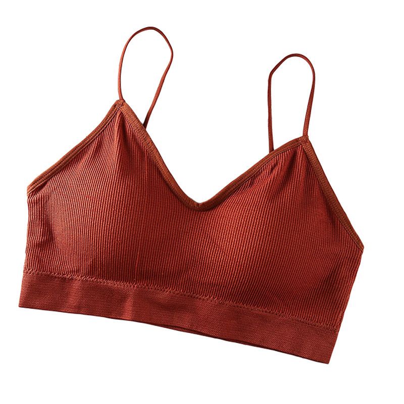 Cross border ribbed foreign trade chest wrapped girl student vest without steel ring bra sports bra beautiful back suspender for women black one size fits all