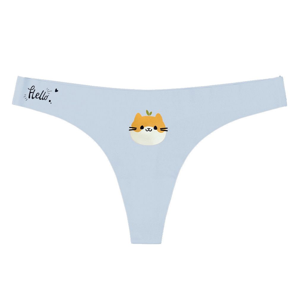 2*PC Cross border exclusive thin one-piece creative cartoon women's underwear, European and American breathable cute seamless thong, foreign trade white S