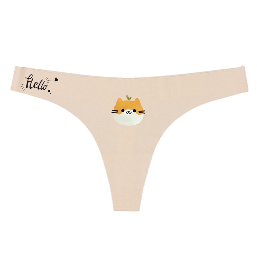 2*PC Cross border exclusive thin one-piece creative cartoon women's underwear, European and American breathable cute seamless thong, foreign trade white S