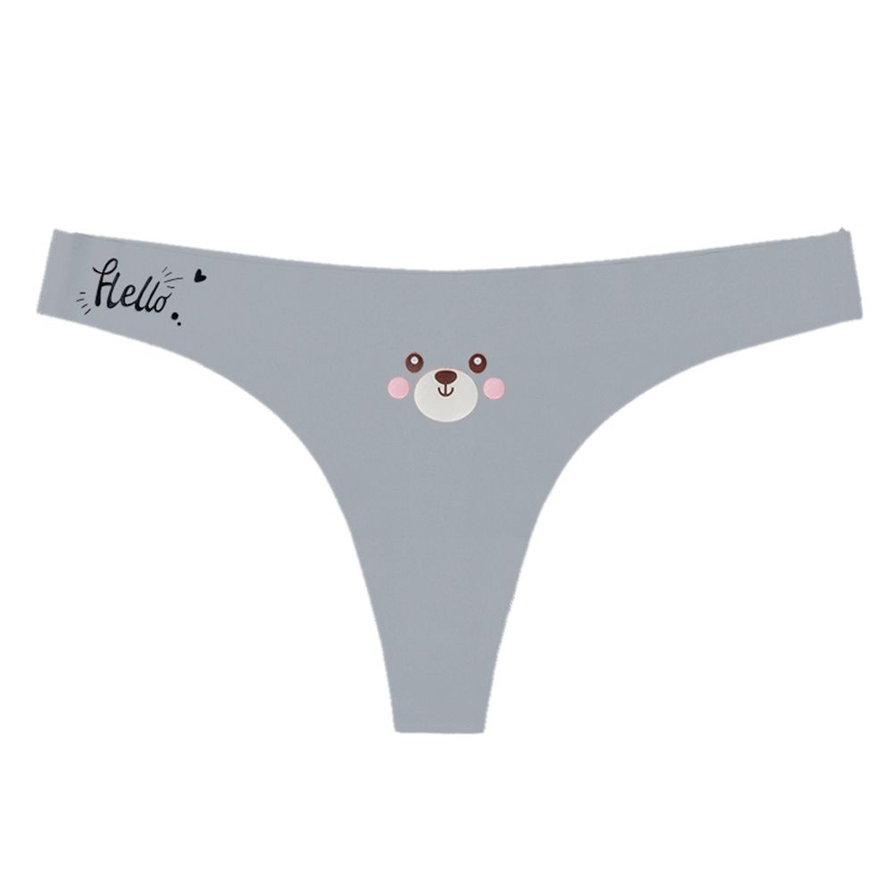 2*PC Cross border exclusive thin one-piece creative cartoon women's underwear, European and American breathable cute seamless thong, foreign trade white S