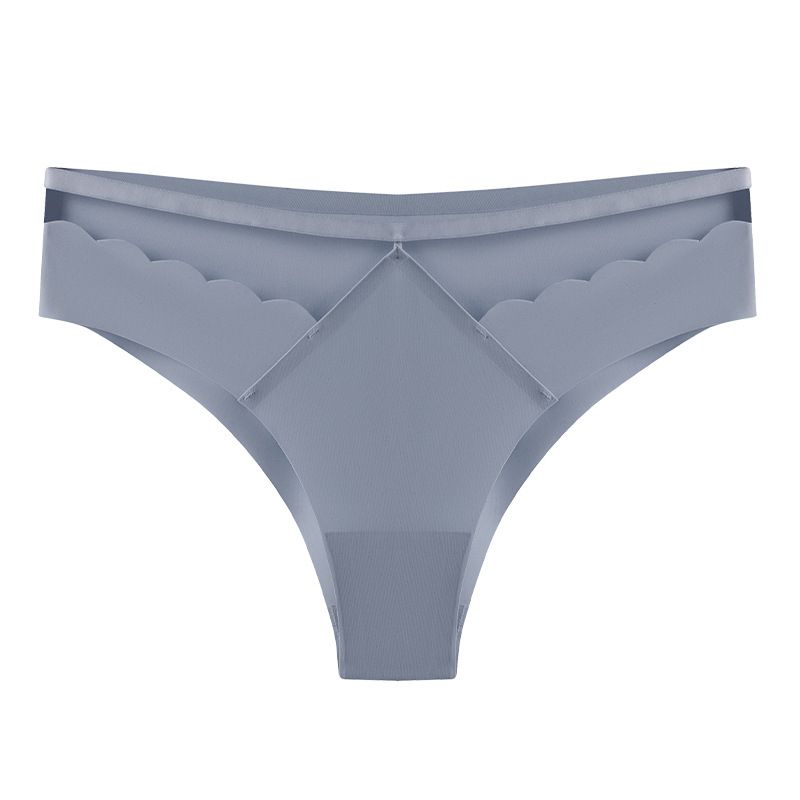 Cross border wholesale mid waist ice silk pure cotton crotch antibacterial women's underwear comfortable, seamless, quick drying, breathable and sexy thong black S