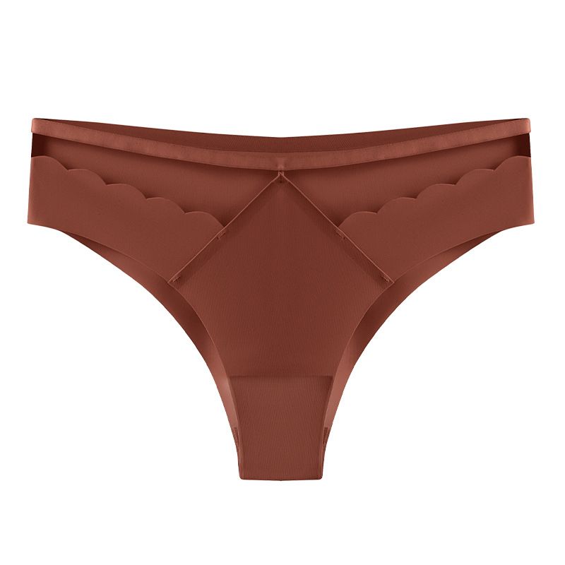 Cross border wholesale mid waist ice silk pure cotton crotch antibacterial women's underwear comfortable, seamless, quick drying, breathable and sexy thong black S