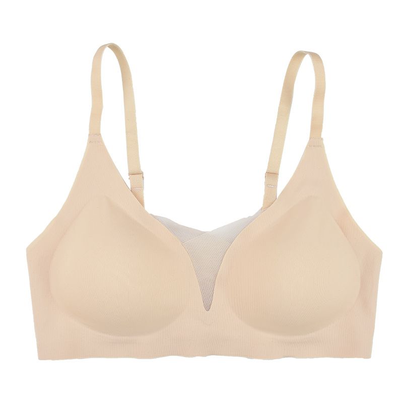 Cross border wholesale sexy sports underwear from Europe and America, lightweight, comfortable, seamless, beautiful back, small chest, gathered without steel ring, and plain bra black M