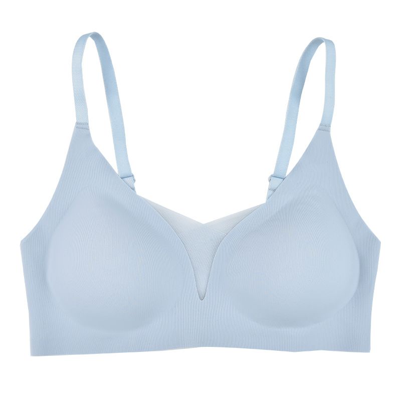 Cross border wholesale sexy sports underwear from Europe and America, lightweight, comfortable, seamless, beautiful back, small chest, gathered without steel ring, and plain bra black M