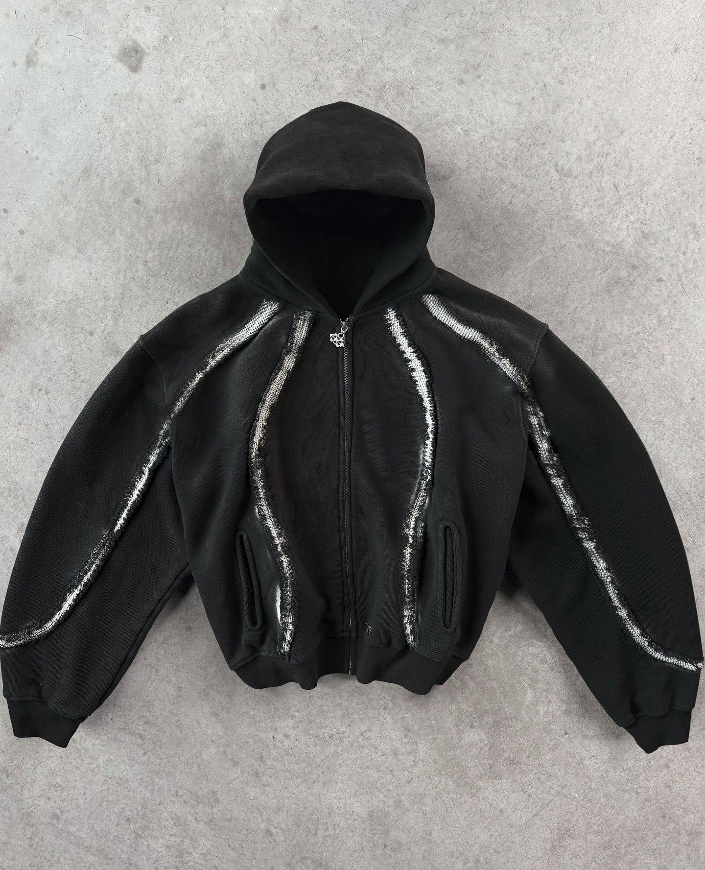 American retro high street dark punk design trendy brand men's and women's loose hooded sweatshirt fashionable and versatile Hei S