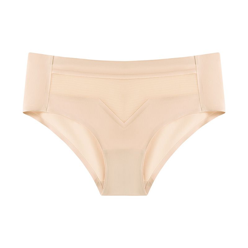 Cross border wholesale of European and American mid waist ice silk seamless pure cotton crotch sports underwear, quick drying breathable yoga women's underwear black S