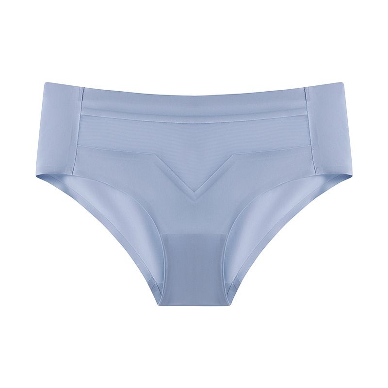 Cross border wholesale of European and American mid waist ice silk seamless pure cotton crotch sports underwear, quick drying breathable yoga women's underwear black S