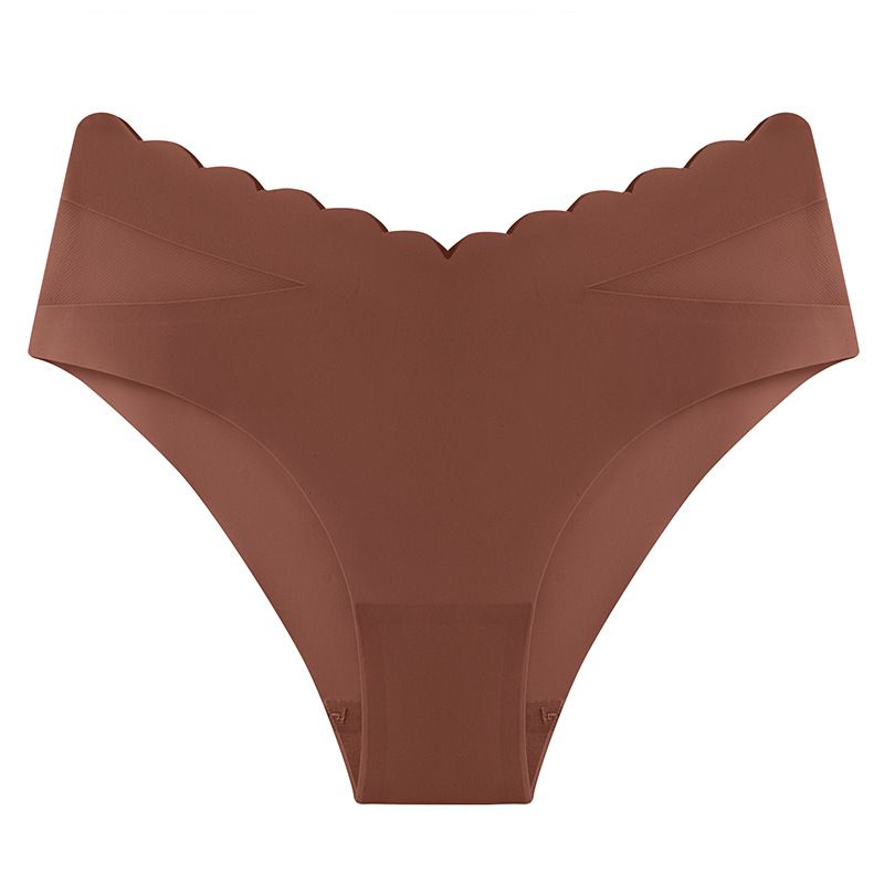 Cross border wholesale of European and American mid waist ice silk pure cotton antibacterial crotch women's underwear one-piece seamless sexy girl underwear pink S