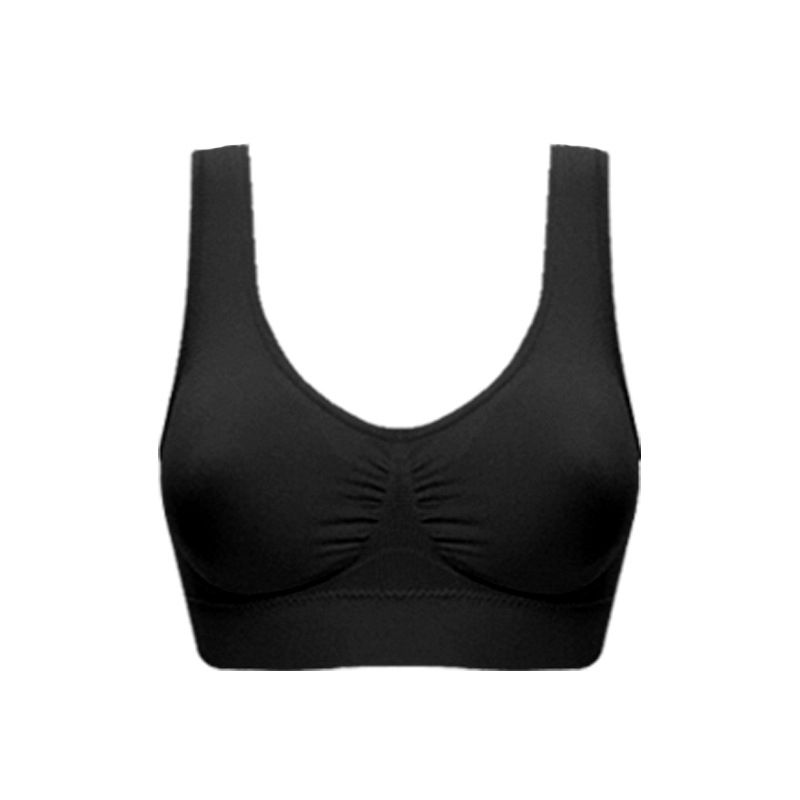 Cross border wholesale Genie Bra plus size seamless comfortable women's bra single-layer yoga sports bra vest black M