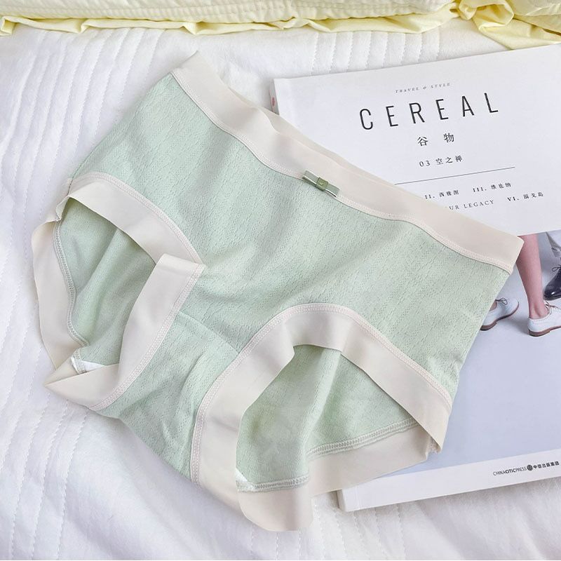 Pure cotton underwear, women's A-class baby cotton, 5A grade antibacterial breathable cotton, soft and comfortable, girls' plus size mid waist triangle pants Style_1 M [80-120 pounds]
