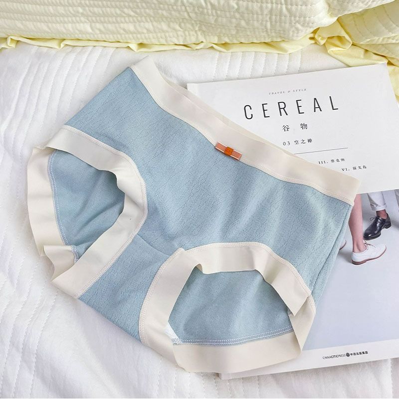 Pure cotton underwear, women's A-class baby cotton, 5A grade antibacterial breathable cotton, soft and comfortable, girls' plus size mid waist triangle pants Style_1 M [80-120 pounds]