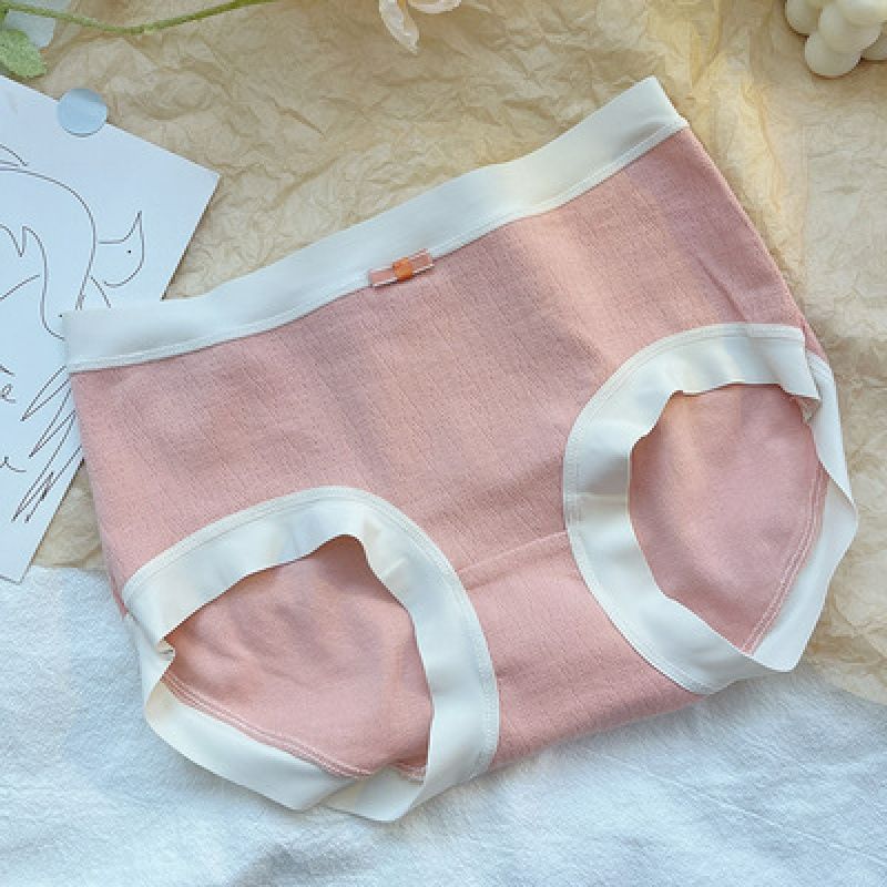 Pure cotton underwear, women's A-class baby cotton, 5A grade antibacterial breathable cotton, soft and comfortable, girls' plus size mid waist triangle pants Style_1 M [80-120 pounds]