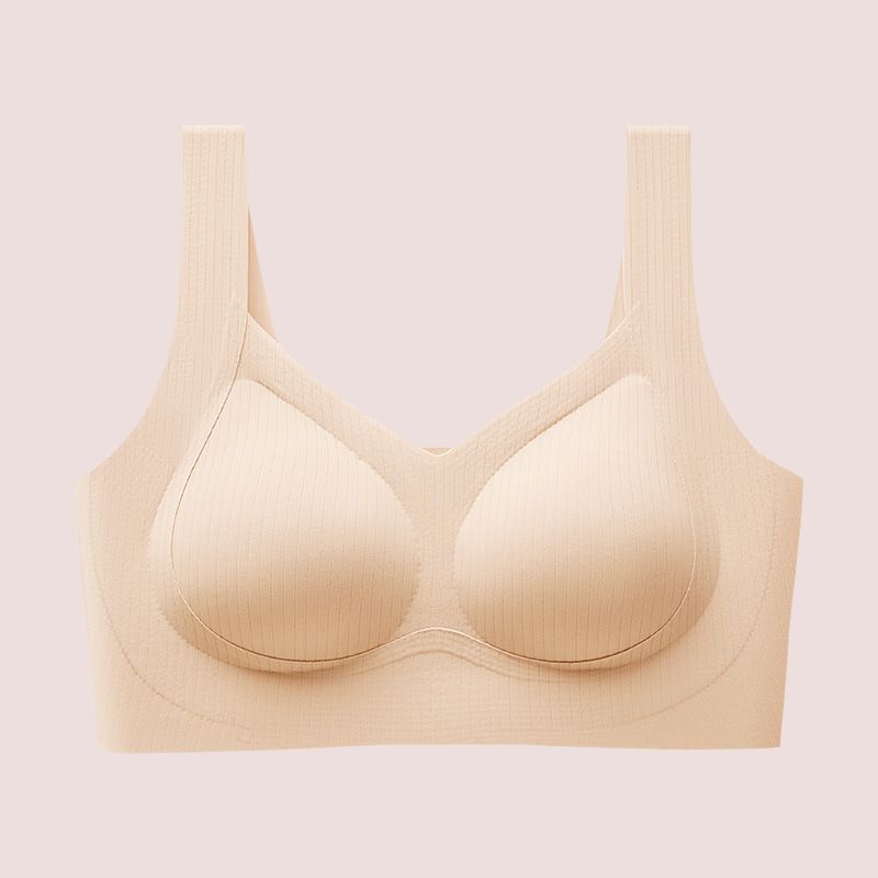 Striped lifting seamless underwear for women's beautiful back, chest wrapping, no steel ring, fixed chest pad, one-piece vest, sports bra black M [80-100 pounds]