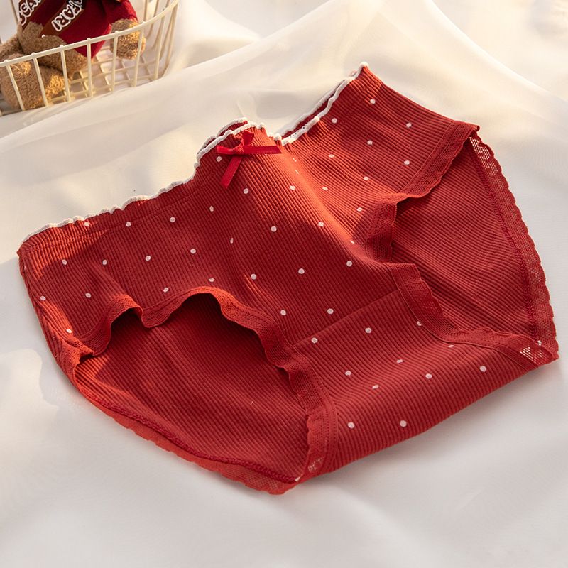 6*PC 7A antibacterial A-class baby cotton Ankola red underwear, pure cotton antibacterial crotch, mid waist girls' triangle pants for the zodiac year Style_1 M