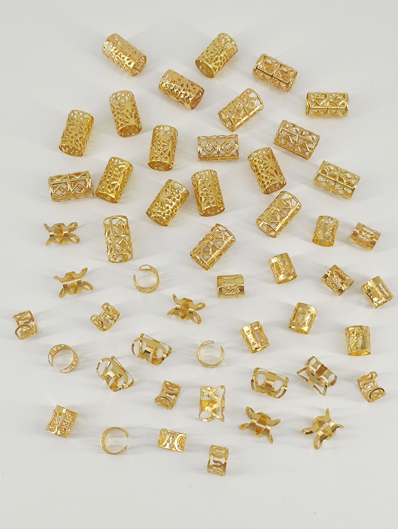 50 pieces of combination antique style dirty braided hair rings cross-border Amazon Xiyin Temu fully managed Shein independent station Europe and America Style_1 Golden Package (50 pieces)