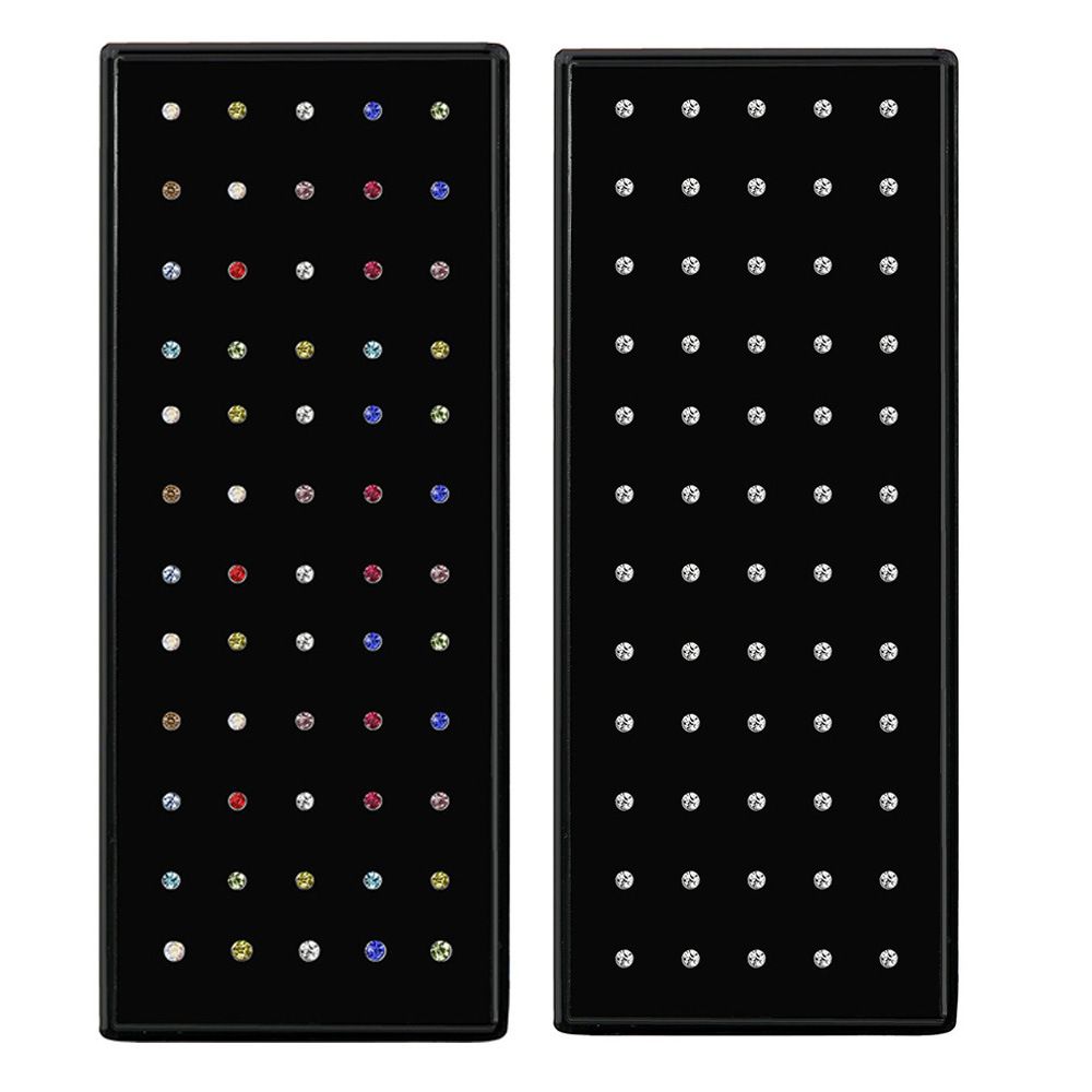 60 pieces∕pack Stainless Steel Crystal Nose Ring Set Women Girl Surgical Steel Multicolor 60PCS/Set