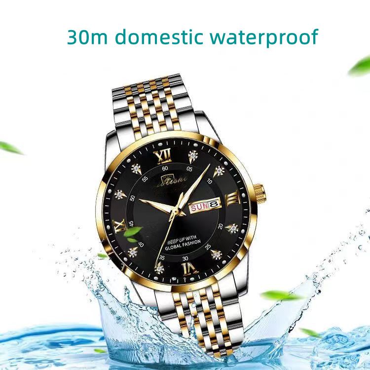 POEDAGAR Men Watches Top Brand Men's Watches Waterproof Luminous Calendar Full-automatic Quartz Business Watch Ultra-thin High-end Male Wrist Watch BLACK GOLD one size