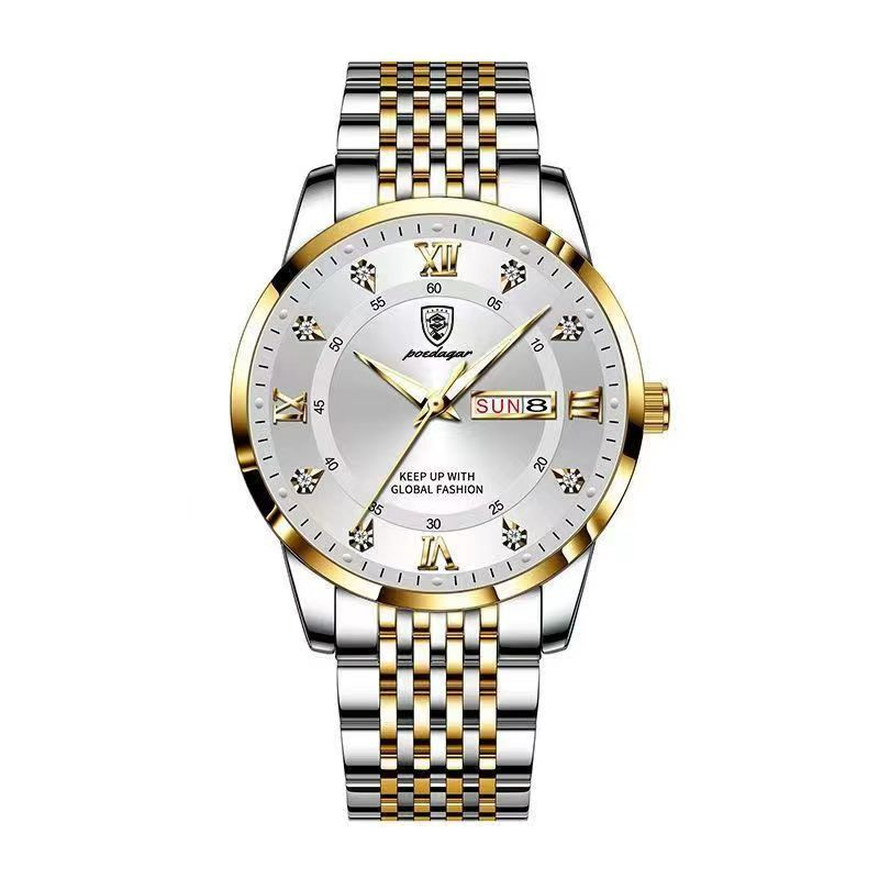 POEDAGAR Men Watches Top Brand Men's Watches Waterproof Luminous Calendar Full-automatic Quartz Business Watch Ultra-thin High-end Male Wrist Watch BLACK GOLD one size