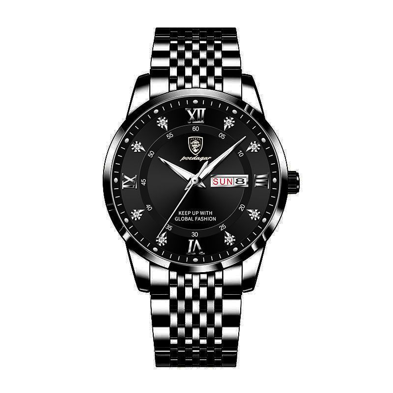 POEDAGAR Men Watches Top Brand Men's Watches Waterproof Luminous Calendar Full-automatic Quartz Business Watch Ultra-thin High-end Male Wrist Watch BLACK GOLD one size