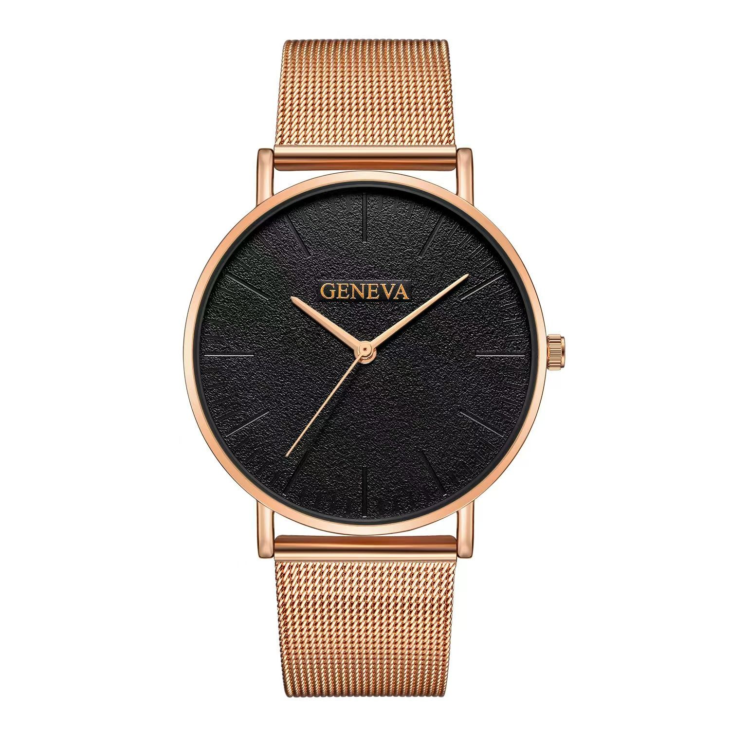 Lady Watch Women Female Classic Watches Stainless Quartz WristWatch Waterproof Wrist Watch Valentines Gift Fashion Luxury Rose Gold (Black Dia one size
