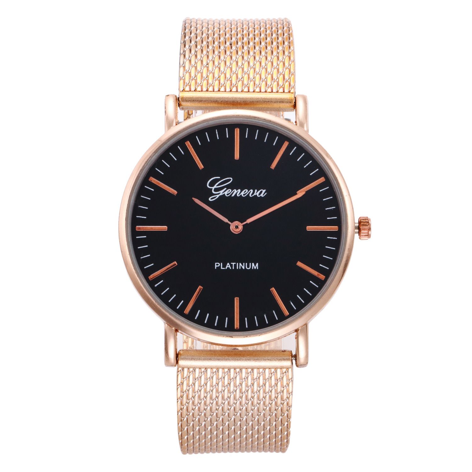 Geneva Lady Watch Women Watches Ladies Watches Girl Wristwatch Luxury Stainless Steel Wrist Watch Female Watches Valentine's Day Gift Black Dial Rose Gold one size